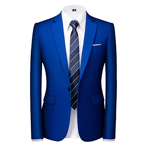 Allthemen Costume Homme Mariage 2 Pièces Slim Fit Smoking Costume Un Bouton Couleur Pure Formel Veste et Pantalon Homme Saphir XL - Image 4