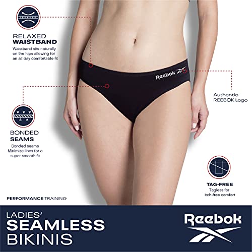 Reebok Women's Underwear - Seamless Bikini Briefs (10 Pack), Size X-Large, Black/White/Pink/Grey #TOP3