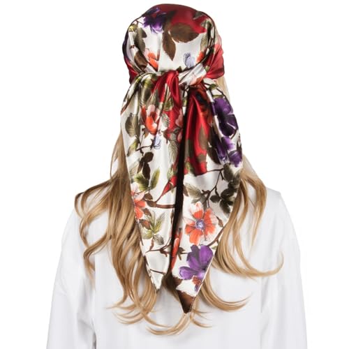 RUI VTRON Women Head Scarf Like Silk Scarf Hair Scarf for sleeping Hair Wrapping 35 Inches Square Scarves C013