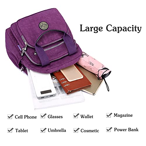 Image of Casual Backpack Women Shoulder Bag Ladies Crossbody Bag Nylon Handbag Girl Daypack for Work Travel Daily Use