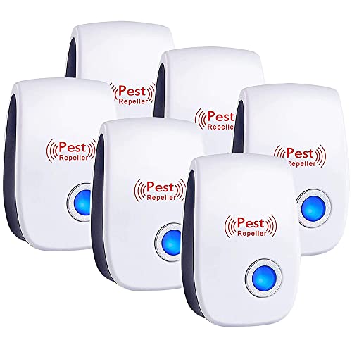 6 Pack Ultrasonic Pest Repeller, Mouse Repellent Indoor Ultrasonic Plug in, Insect Rodent Repellent for House, Pest Defense for Bugs, Mosquitoes, Roaches, Ants, Rodents, Mice, Spiders, and Cockroach