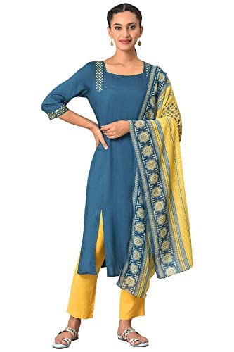 Image of Aurelia Women's Viscose Kurta Palazzo With Dupatta