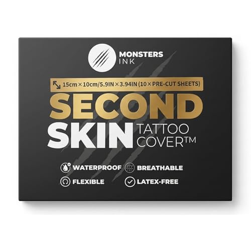 10 x Second Skin Tattoo Cover Patches 15cm x 10cm Tattoo Bandage Film Clear Protective Waterproof Wrap for New Tattoos Adhesive Aftercare Cover with Matte Surface