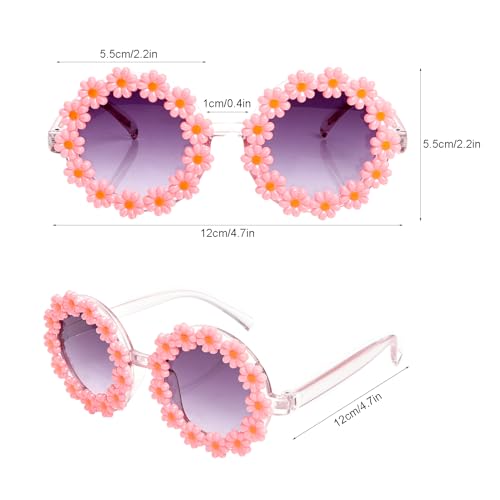 Girls Round Daisy Flower Sunglasses Flower Shaped Cute Glasses UV 400 Protection Outdoor Beach Eyewear Girl Boy Gifts2