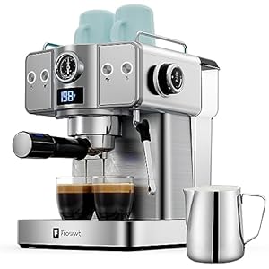 Espresso Machine, 20 Bar Espresso Maker with Milk Frother Steam Wand for Latte and Cappuccino, Stainless Steel Coffee machines with 1.8L/60oz Water Tank for home, Sliver Coffee maker