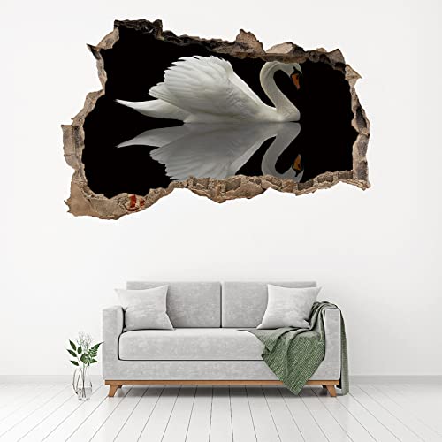 Animal 3D Wall Sticker Room Decor Bedroom Decal Swan Removable Kids Boys Girls Wall Tattoo Abstract Decor Sticker For Home Decor Art Mural Wallpaper Window Wall Stickers Murals 30"W X 18"H #TOP2