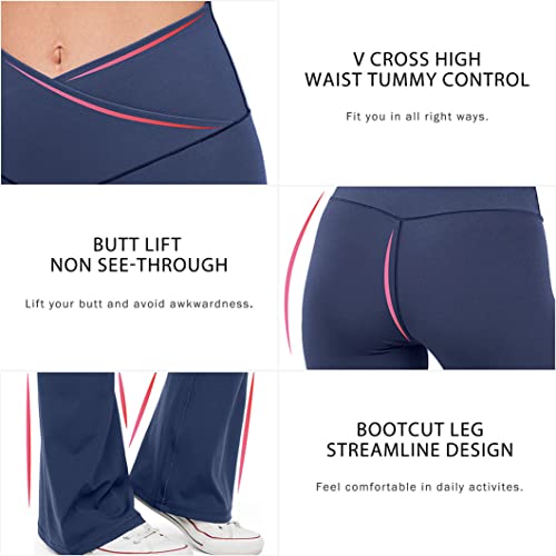 Image of HEGALY Women's Flare Yoga Pants - Crossover Flare Leggings Buttery Soft High Waisted Workout Casual Bootcut Pants