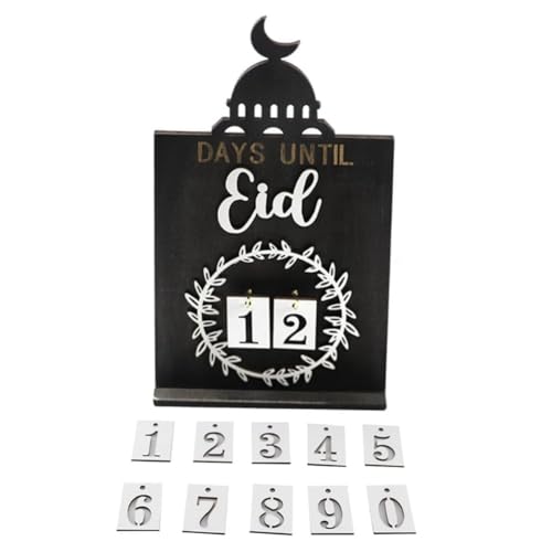Atoeyal カウントダウン カレンダー イード アル フィトル デスクトップ オーナメント カレンダー イード アル フィトルまでの日数 カウントダウン デコレーション 木製 ファームハウス-B