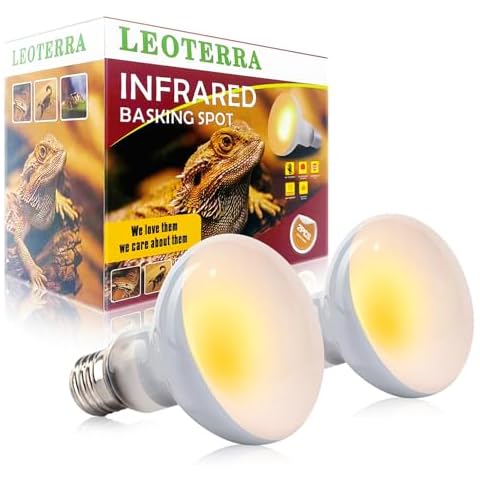 Leoterra Reptile Heat Lamp 100w Reptile Basking Bulb 100w Reptile Heat Lamp Bulbs Reptile Tank Basking Light(Pack of 2) for Turtle,Bearded Dargon,Lizard,Snakes, E26 Base Cover