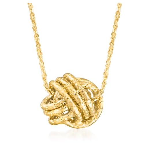Ross-Simons Womens Italian 14kt Yellow Gold Textured Love Knot Pendant Necklace, 18 inches