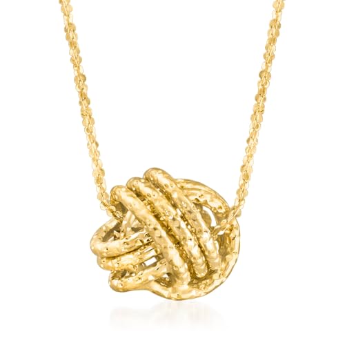 Image of Ross-Simons Italian 14kt Yellow Gold Textured Love Knot Necklace