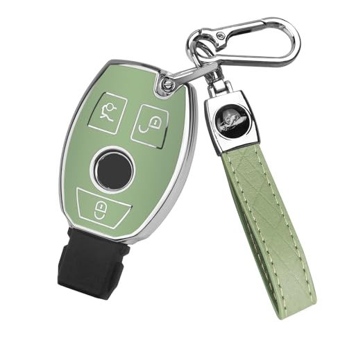 Image of QBUC for Mercedes Benz Key Fob Cover with Keychain (Green)