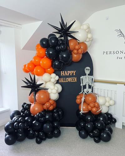Image of Black and Orange Balloons, 60Pcs 12inch Black Orange Confetti Latex Balloons for Halloween Birthday Celebration Party Decoration