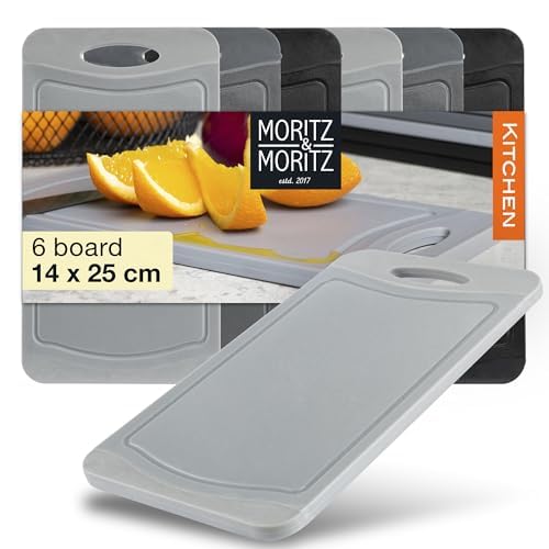 Moritz & Moritz Breakfast Board Set of 6 Plastic Breakfast Boards, 14 x 25 cm, Black, Chopping Board, Chopping Board, Lunch Board, Plastic Board, Dishwasher Safe, BPA Free