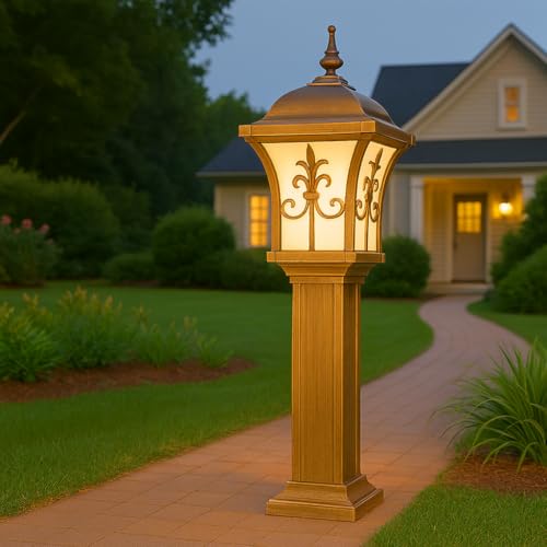 Image of GIGAWATTS TRISHUL 30 Outdoor Garden Light - 101% Rust & Waterproof Die-Casting Aluminium Exterior Lamp for Garden, Boundary Street & Home Entrances (B22 Holder, Bulb Not Included, Gold)
