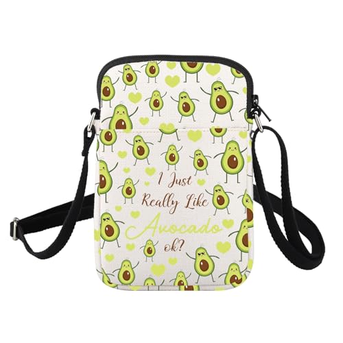 FUSTMW I Just Really Like Avocado Crossbody Bag Avocado Gifts for Avocado Lovers Cell Phone Purse with Adjustable Strap