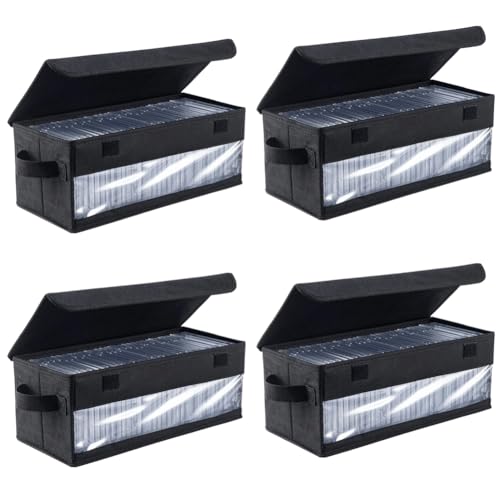 Caja de almacenamiento de CD con asa y soporte para cintas de casete