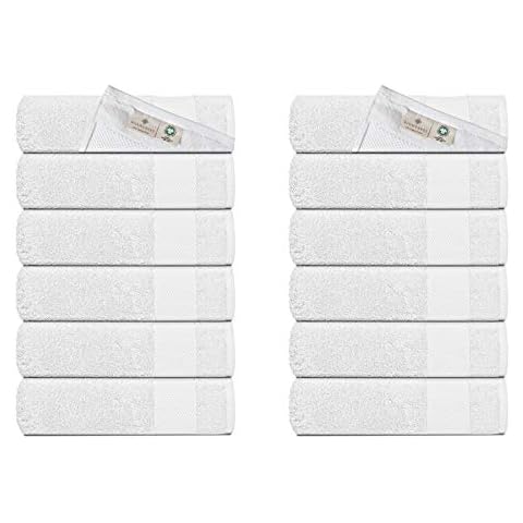 BIOWEAVES 100% Organic Cotton 700 GSM Washcloth Set GOTS Certified - White (Pack of 12) Cover
