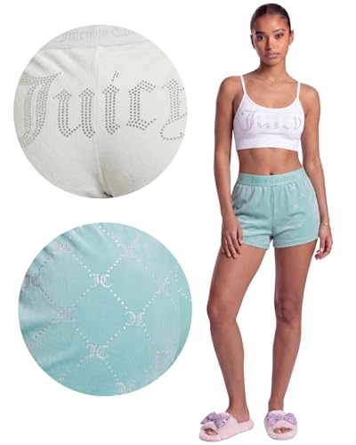 Image of Juicy Couture Women's Velvet Fleece Pajama Shorts, Designer Sleep and Lounge Shorts for Women