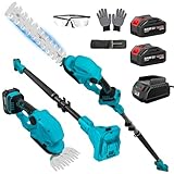 4-in-1 Pole Hedge Trimmer & Cordless Grass Shears,2×4.0 Ah Batteries & Included Charger,Dual Blade Design,Extension Tree Pruner,Bush Trimmer for Tree Trimming/Garden/Lawn