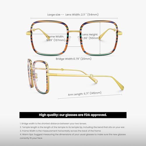 Image of VOOGLAM Square Blue Light Blocking Glasses for Women Anti Eyestrain UV Computer Eyewear Jace
