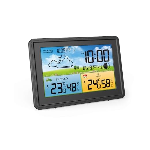 Wireless Weather Station with Outdoor Sensor with Adapter, Weather Station Digital Radio Clock Indoor and Outdoor Thermometer Hygrometer with Weather Forecast, Wireless Thermometer Atmospheric