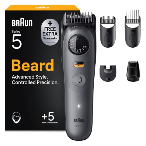 Braun Barttrimmer Series 5, Kabelloser Bartschneider Herren, BT5525, Grau – Ansicht 1