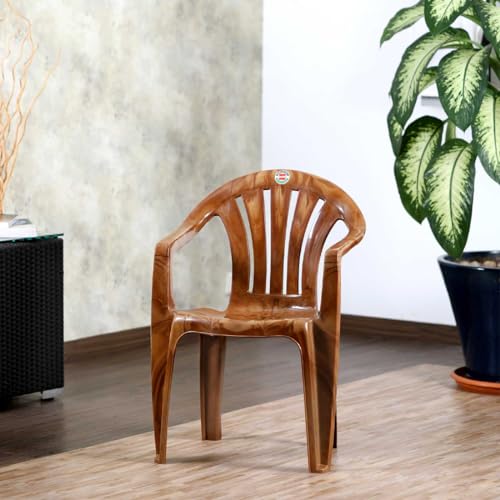 Image of Cello Capri Arm Chair (Sandalwood Brown, Set of 6) | Strong and Durable | Easy to Clean | Chair for Living Room, Bed Room, Kitchen, Office Room, Outdoor | 3 Years Warranty