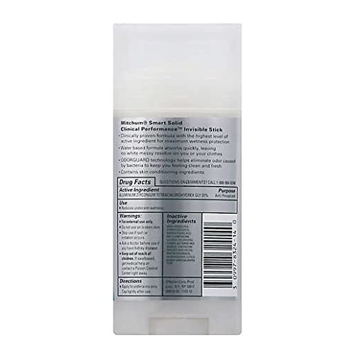 Mitchum Smart Solid Clinical Performance, Unscented, 2.5-Ounce (Pack of 4)