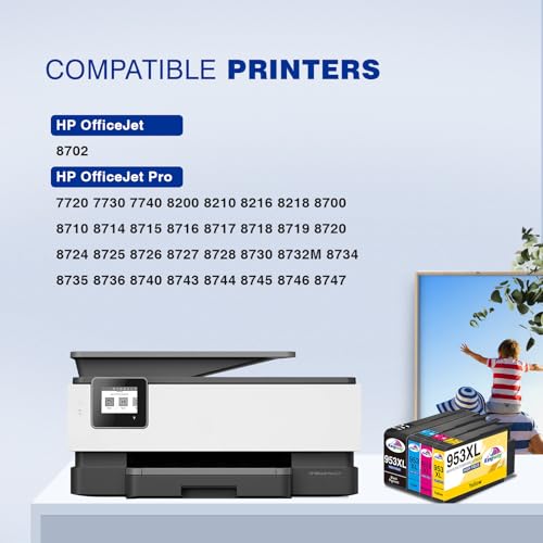 KINGWAY 953XL Ink Cartridges Multipack Remanufactured for HP 953XL Ink Cartridges Compatible with HP Officejet Pro 7720 7740 8710 8715 8720 8725 8210 7730 8718 8728 8218 8730 8740, 4 Pack