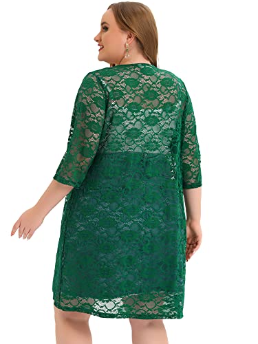 Image of Agnes Orinda Plus Size Cardigans for Women Lace Cardigan Lightweight Crochet 3 /4 Sleeve Cover Up Jacket
