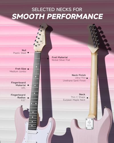 Image of DONNER DST-80 Electric Guitar 39 inch Beginner Electric Guitar Kit with Amp, Classic SSS Pickup Complete with Gig Bag, Tuner, Capo, Strap, Picks, and Free Online Lessons