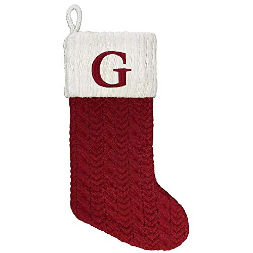 St. Nicholas Square 21-Inch Monogram Embroidered Initial Cable Knit Red Christmas Holiday Stocking Letter G #TOP1
