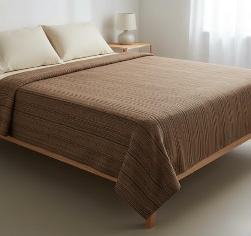 Image of THARUNSHA ELITE 100% Natural Pure Cotton All Weather Blanket /Solapur Bedsheet /Top Sheet /AC Comforter Elegant Design- Single Size 60 inches x 90 inches (Biscuit)