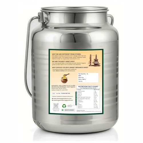 Image of Anant Organics Bilona Cow Hand Churned Vedic Method A2 Cow Milk Ghee 5L