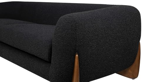 Image of Upholstered 3 Seater Sofa Three Seater Sofa with Wooden Legs for Living Room Hotels & Offices ((Black 3+1))