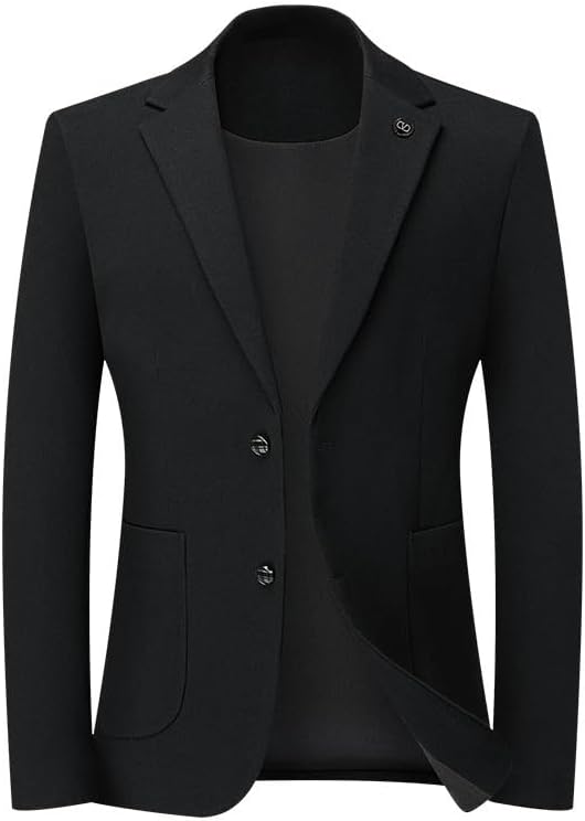 Men's Solid Color Lightweight Fall Two Button Sport Coat Business Casual Slim Fit Suit Jacket