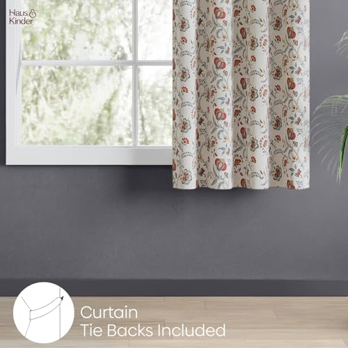 Image of haus & kinder Digital Printed Cotton Window Curtain 5 Feet Long Pack of 1 Window Curtain, 5 Feet Curtain for Window (Saffron Garden, Multi 130x152 CM)