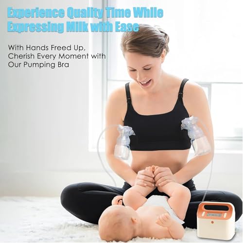 Image of Hands Free Pumping Bra Hands-Free Breast Pump Bra Nursing Bras for Pumping Adjustable Breast-Pumps Holding and Nursing Bra (Black, Small)