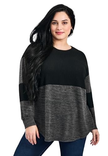 Women's Plus Size Leisure Splice Hacci Top