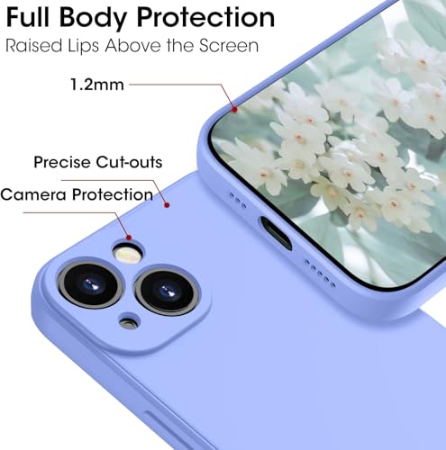 Image of DIZORO Microfiber Square Candy Case Compatible for iPhone 14 Plus, Shockproof Slim Back Cover Liquid Silicone Case (Purple)