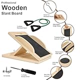 3-in-1 Portable Wooden Slant Board, Balance Board & Resistance Band – 5 Incline Angles –Incline Board – Slant board for exercise, Squats, Physical Therapy – Anti-Slip Surface, Portable, Metal Hook - Image 4