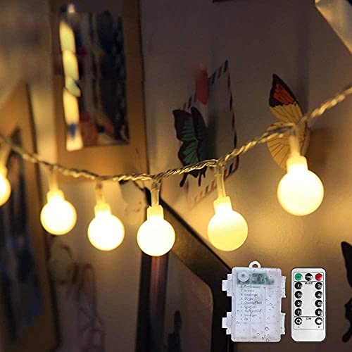 Annefly Lichterkette mit 40 LEDs, batteriebetrieben, 8 Leuchtmodi, mit Fernbedienung, 6 m, wasserdicht, für Garten, Schlafzimmer, Hochzeit, Party, Weihnachtsdekoration Cover