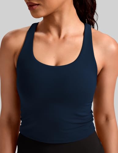 Image of HeyNuts Longline Zeal Bras Medium Impact Wirefree Sports Bras Workout Crop Tank Tops with Removable Pads, A-D Cups