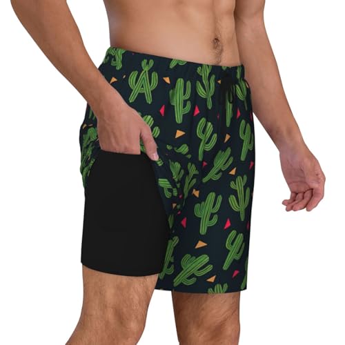 Cactus Artshort Swim Trunks with Waist Rope and Two Side Pockets Beach Shorts Bathing Suits for Men3