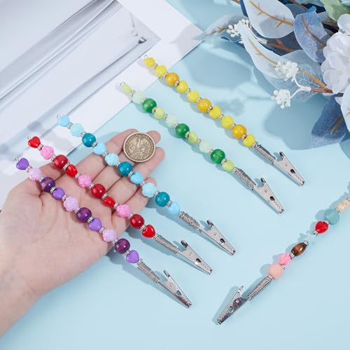6pcs Credit Card Clip Pullers Acrylic Heart Flower Beads Credit Card Clip Pullers Natural Maple Wood Credit Card Grabber Beaded Keychain Card Grabber ATM Card Clip for Bank Card3