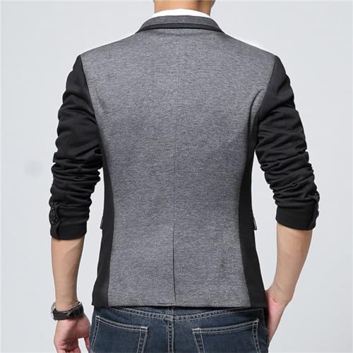 Men's Casual Blazer Lightweight Shawl Collar Color Block Tuxedo Jacket One Button Slim Fit Suit Coat for Prom3