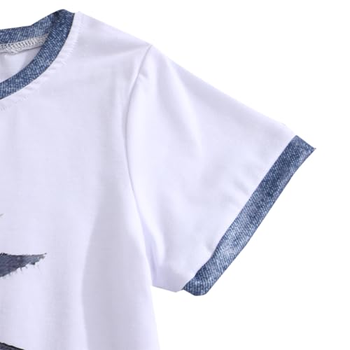 Image of Ayzozuy Kid Girl Clothes Shorts Set 2 Piece Outfits Summer Casual Short Sleeve Top and Shorts Set for Girls 4-7
