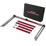 Teodute Treppenstufen-Schablonenwerkzeug, Edelstahl Treppenmesswerkzeug mit Winkelmesser und Skalenanzeige, Treppenlehre für Treppen Auflagen Und Trennwände (Einstellbare Länge 17.9 to 50.9 Zoll)