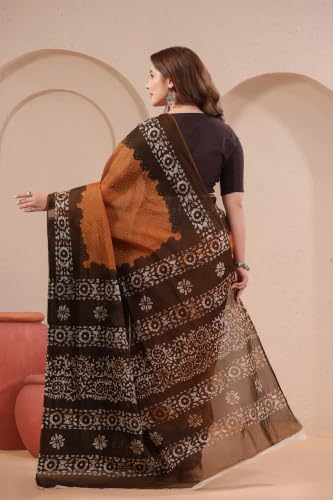 Image of TAMAIRA FASHION Mulmul Pure Cotton Saree For Woman Batik Printed|Office Wear Daily Wear Sarees For Women Without Blouse Piece (Available in 13 Colours)